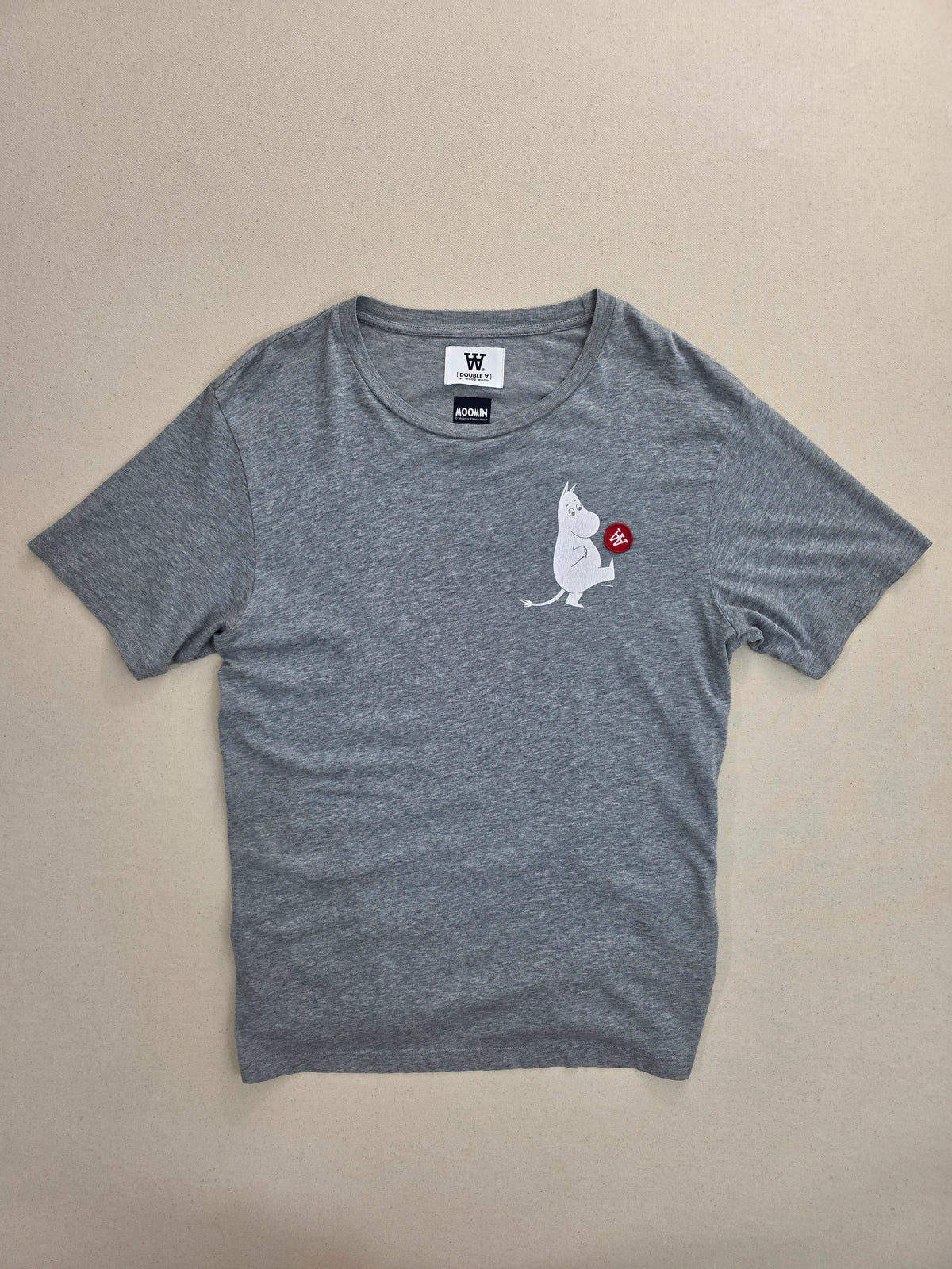 Wood Wood x Moomin koszulka t-shirt szara z nadrukiem Muminka rozmiar M