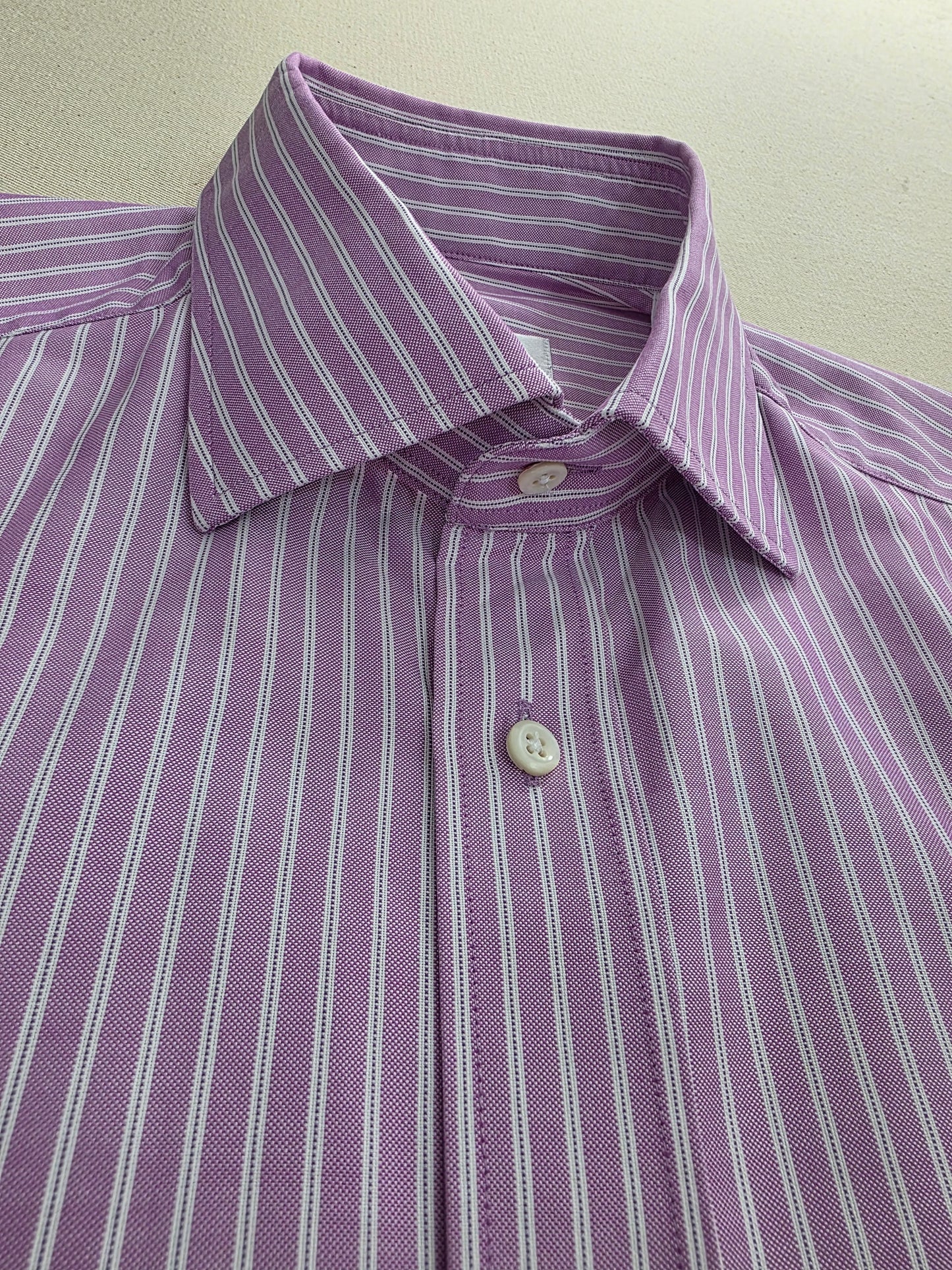Luksusowa Koszula Męska Stenströms Slimline Różowa w Paski 100% Twofold Super Cotton | Rozm. 40 (M)
