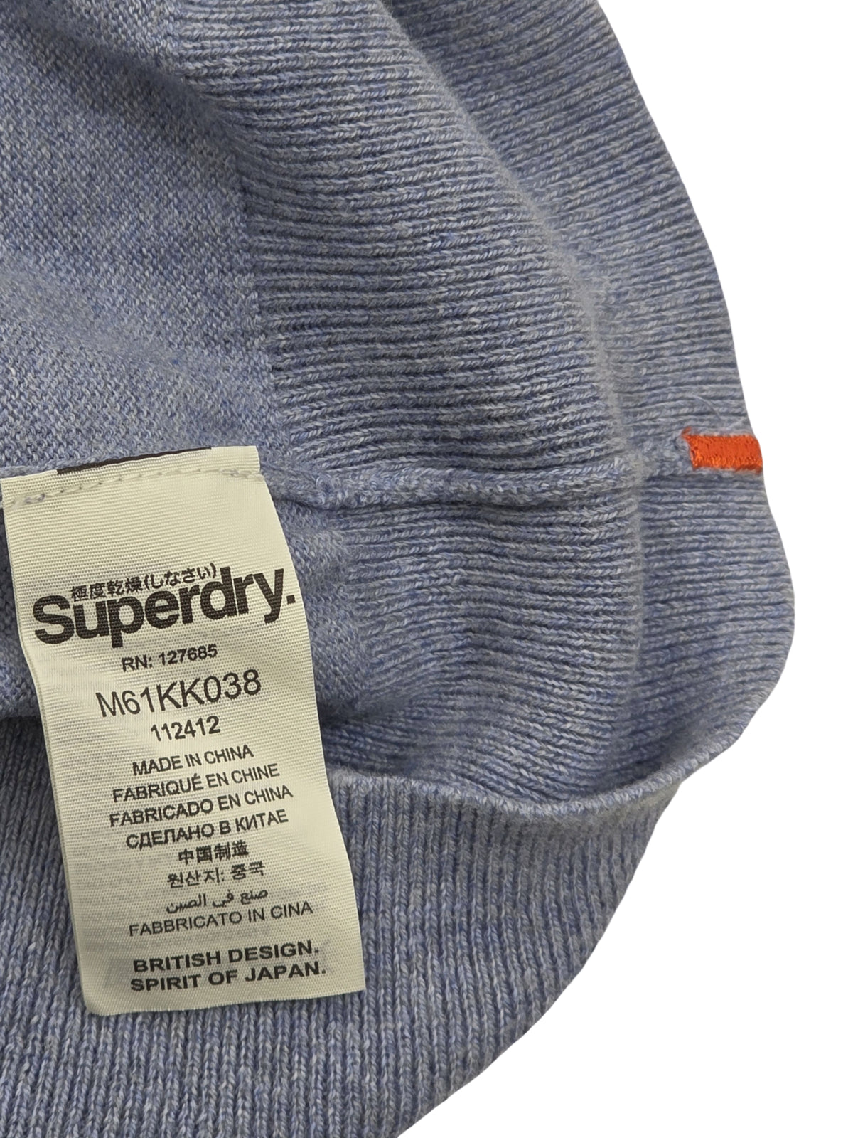Sweter Męski Superdry Orange Label Sweter V-neck Kaszmir Bawełna Rozmiar M