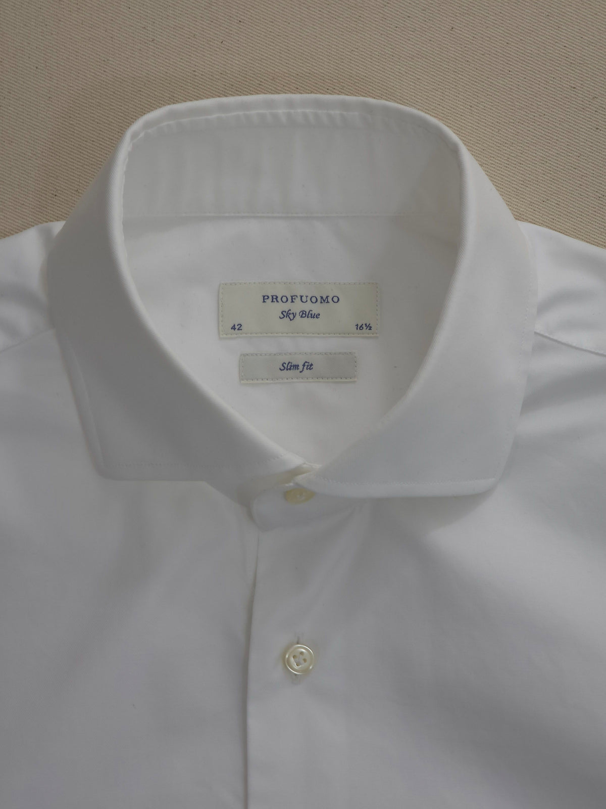 Koszula Męska Profuomo Sky Blue Albini Bawełna Biała Rozmiar 42 / 16.5 Slim Fit