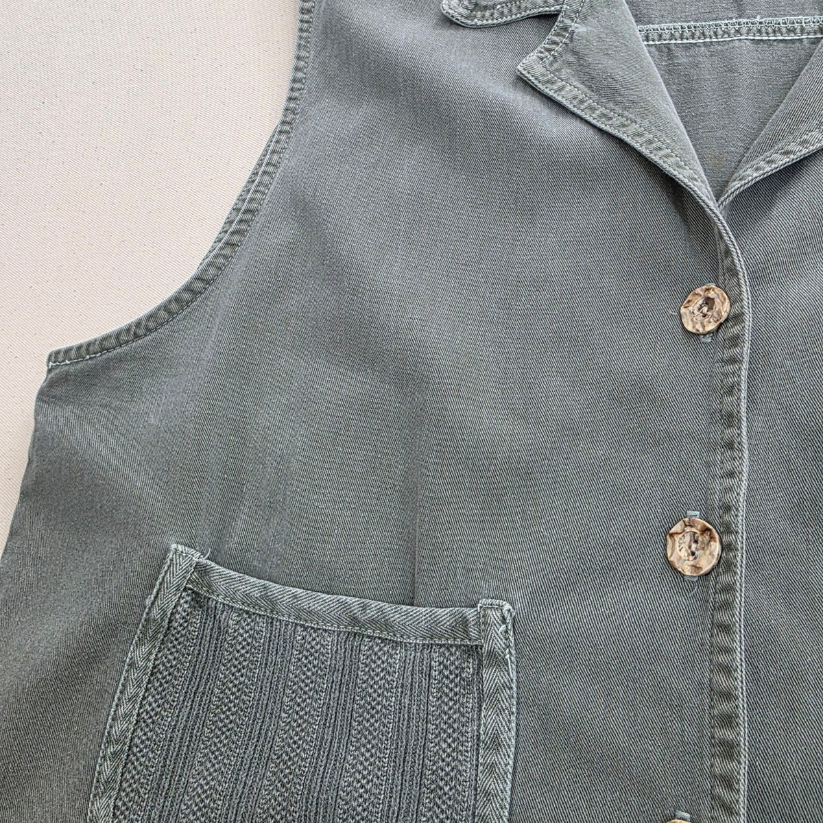 Kamizelka Bawełniana Nina Piccalino Vintage Made in USA Szara / Khaki Rozmiar L (16)