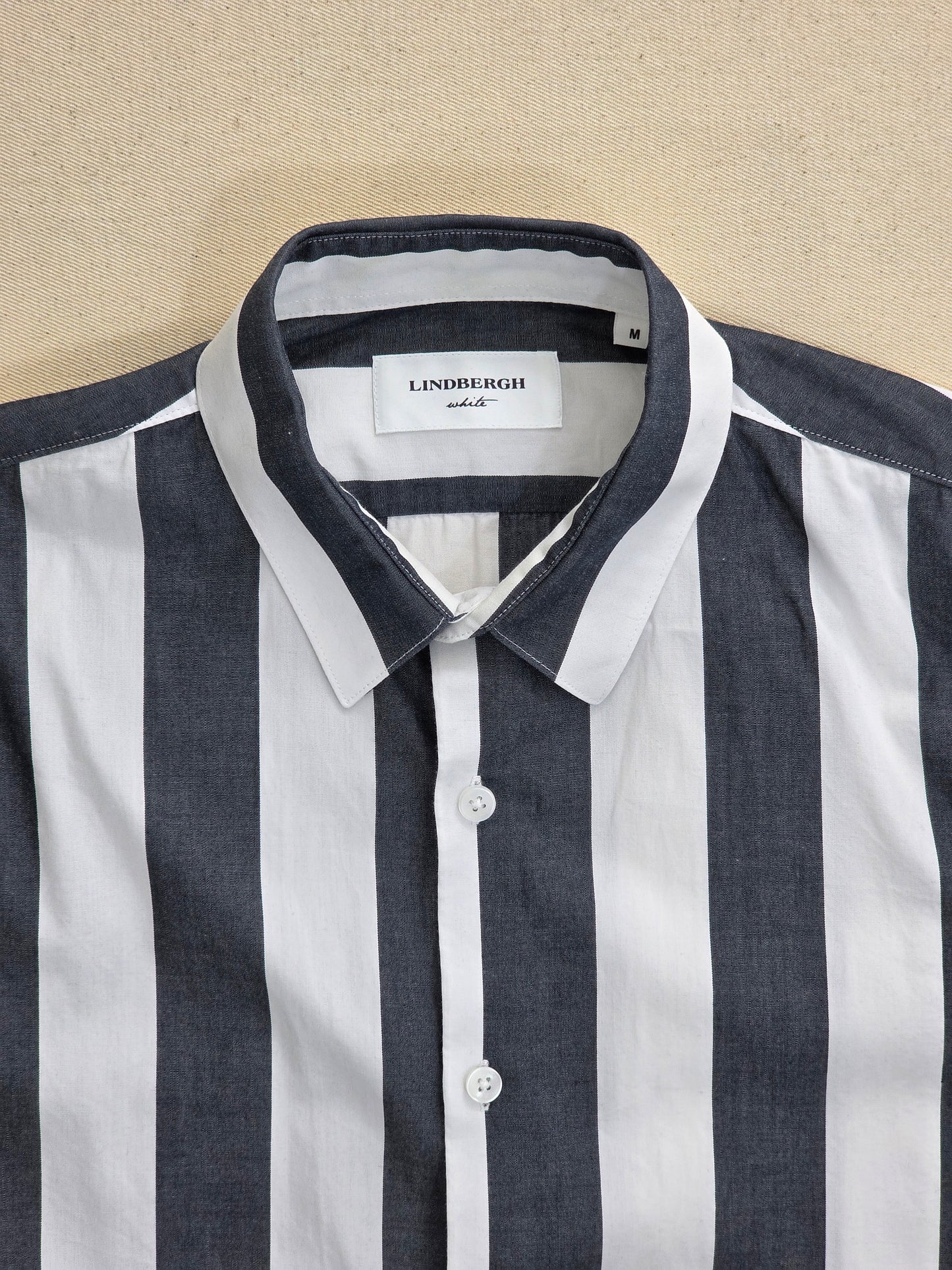 Lindbergh White Men's Thick Striped Shirt | Cotton | Size M