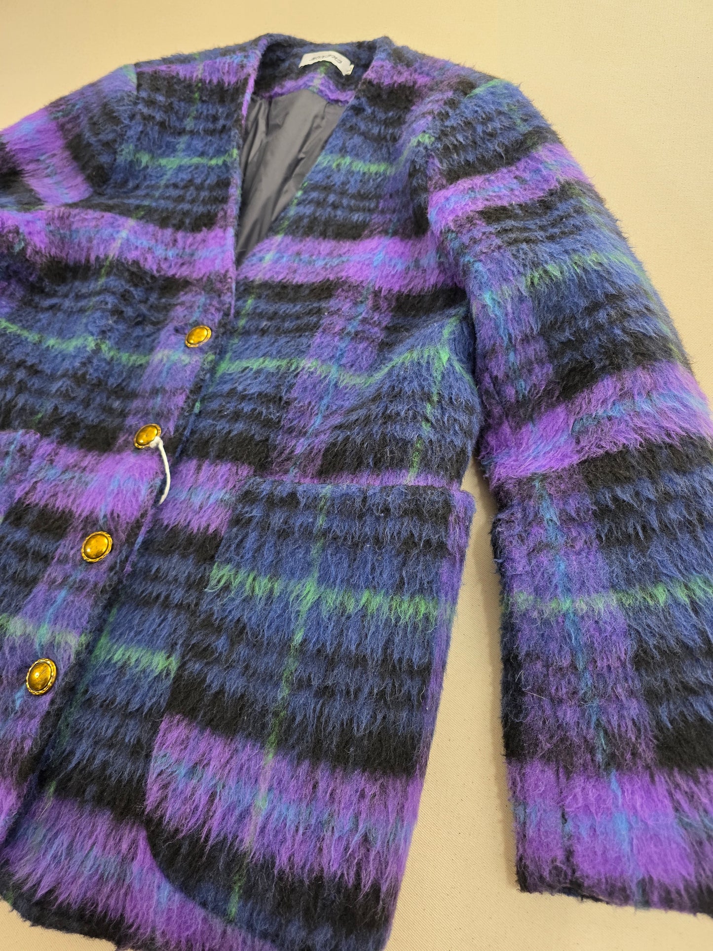Moxana Damska Kurtka Puchowa w Kratę Purple & Blue | Biały Puch Kaczy Rozm. L