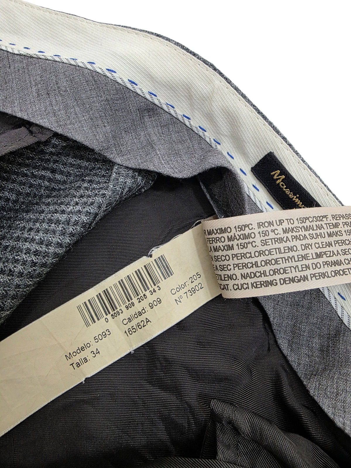 Damskie Spodnie Massimo Dutti Wełniane Garniturowe Szare Pepitka Rozmiar 34 XS