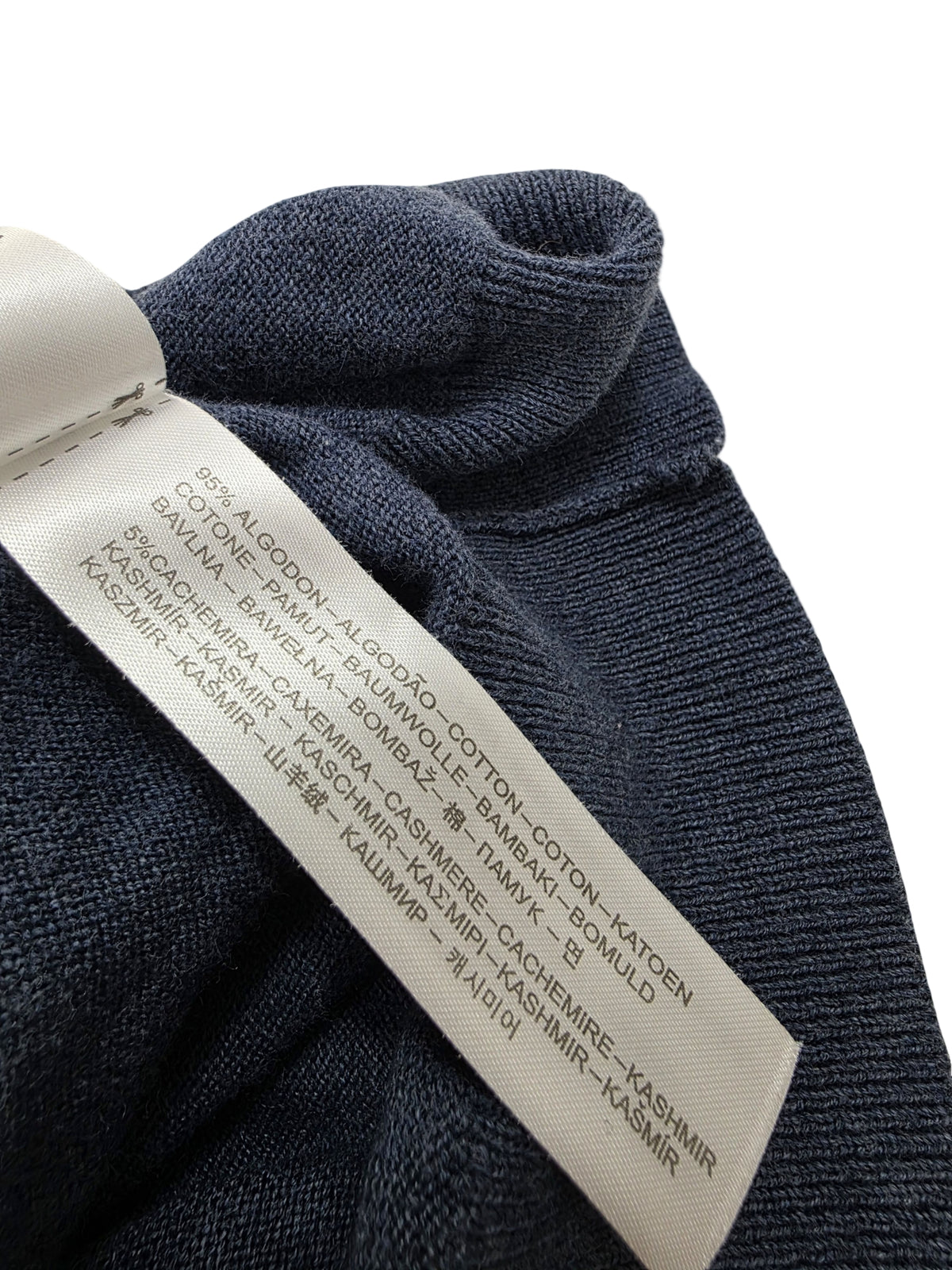 Sweter Massimo Dutti z Bawełny i Kaszmiru Granatowy w Serek z Łatami