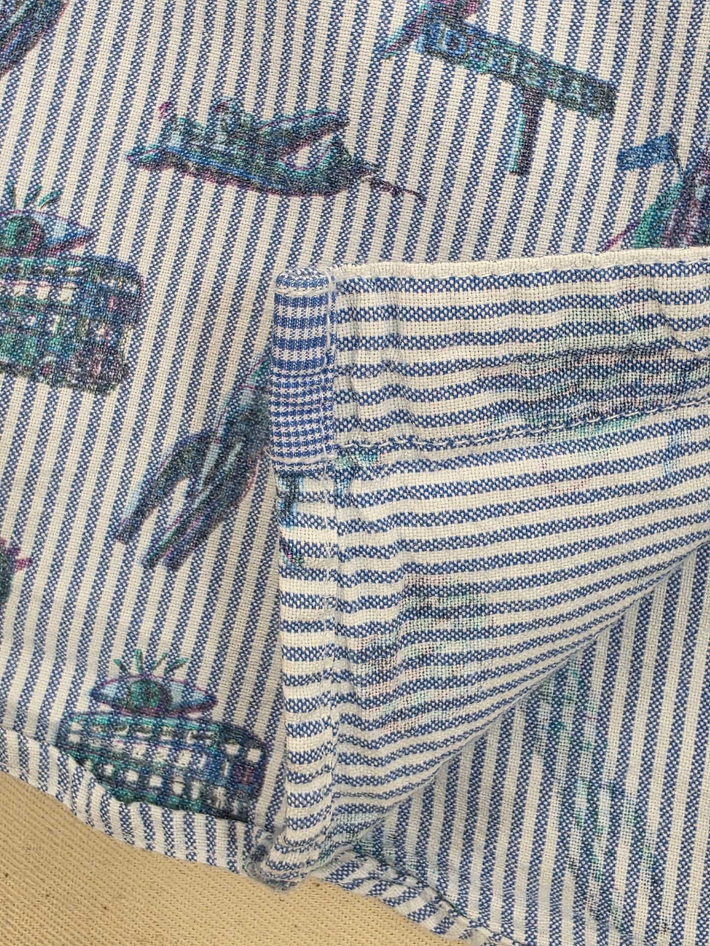 Desigual męska koszula w mikropaski z nadrukiem bawełna oxford rozm. L