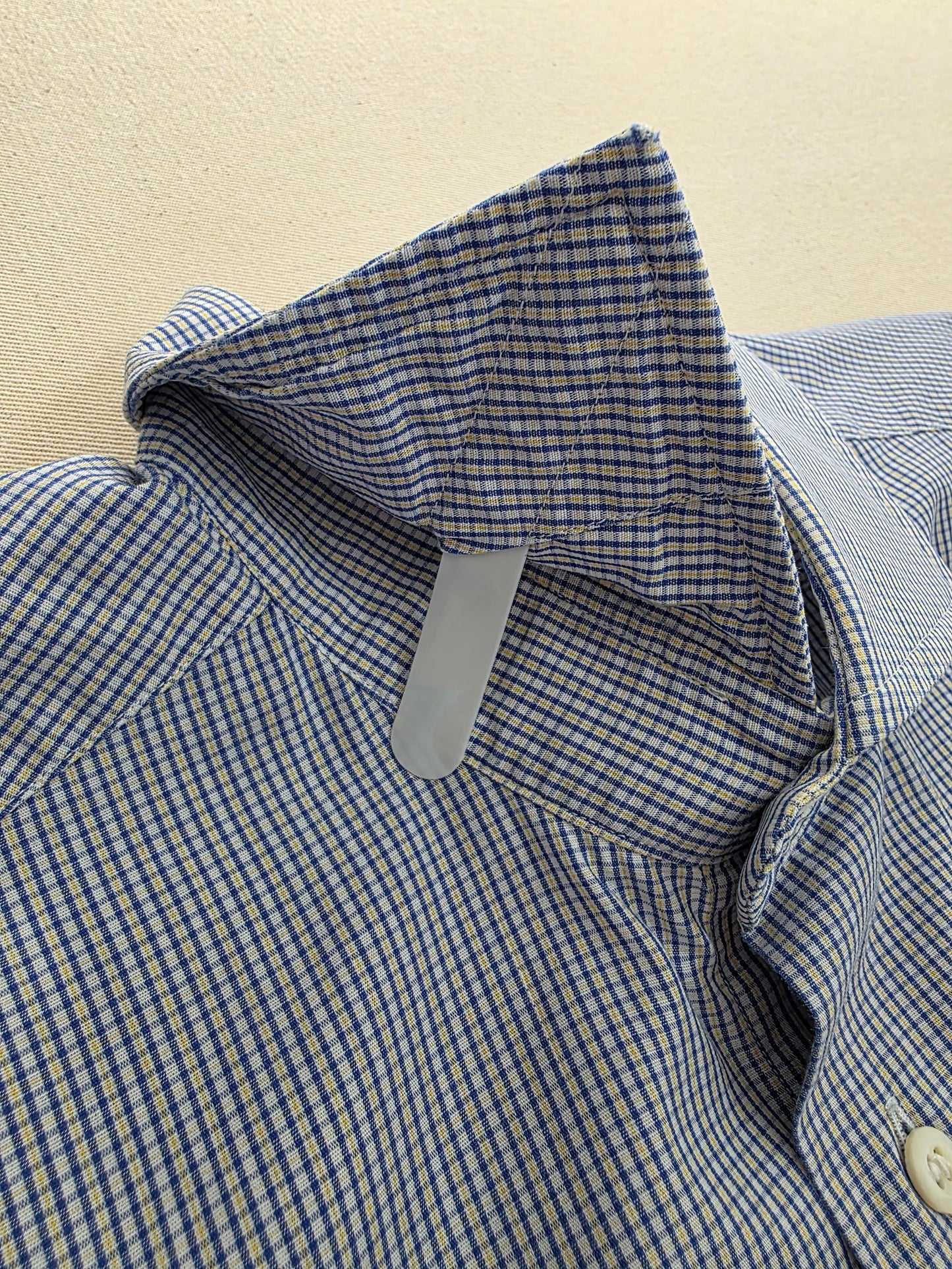 Hugo Boss Koszula Męska w Drobną Kratkę Niebiesko-Żółtą | Rozm. 38/15 (S/M)