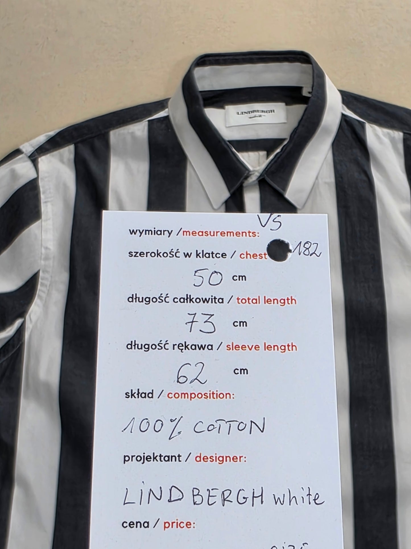 Lindbergh White Men's Thick Striped Shirt | Cotton | Size M