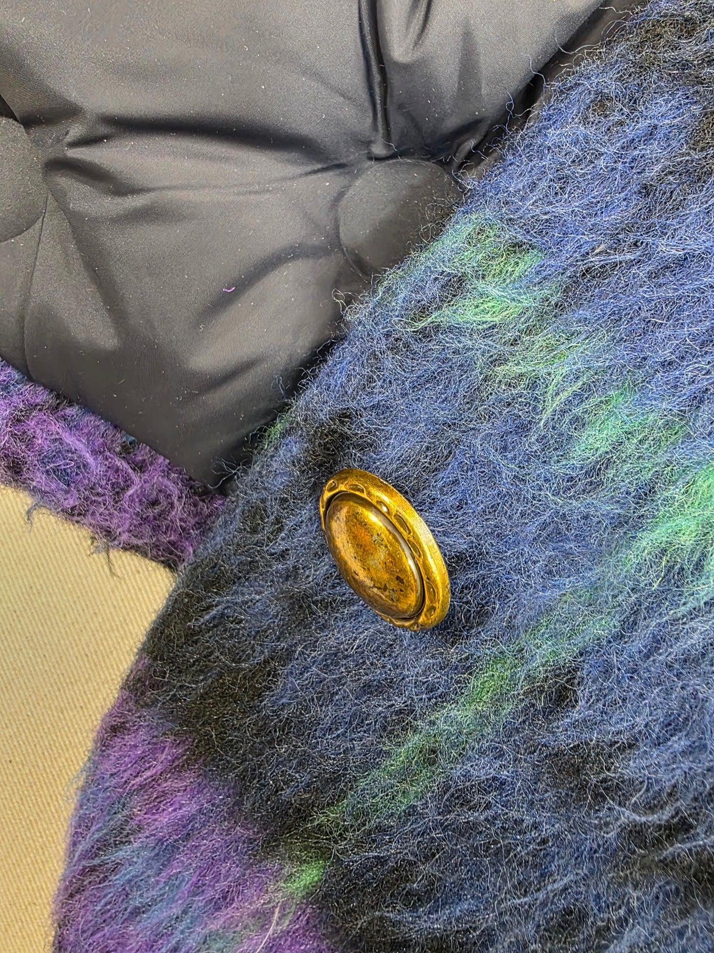 Moxana Damska Kurtka Puchowa w Kratę Purple & Blue | Biały Puch Kaczy Rozm. L