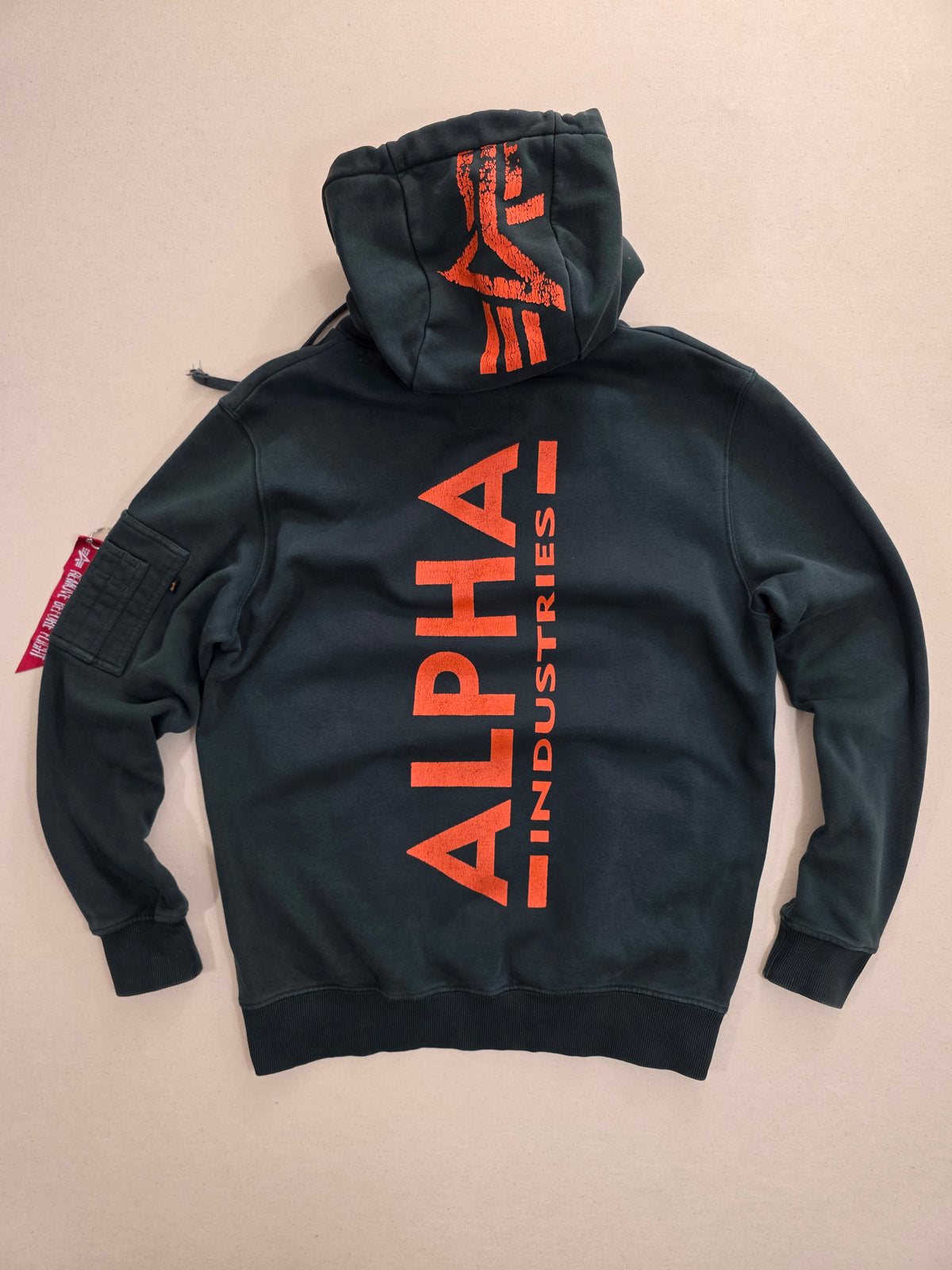 Alpha Industries Bluza z Kapturem Hoodie Pomarańczowe Akcenty Rozmiar L