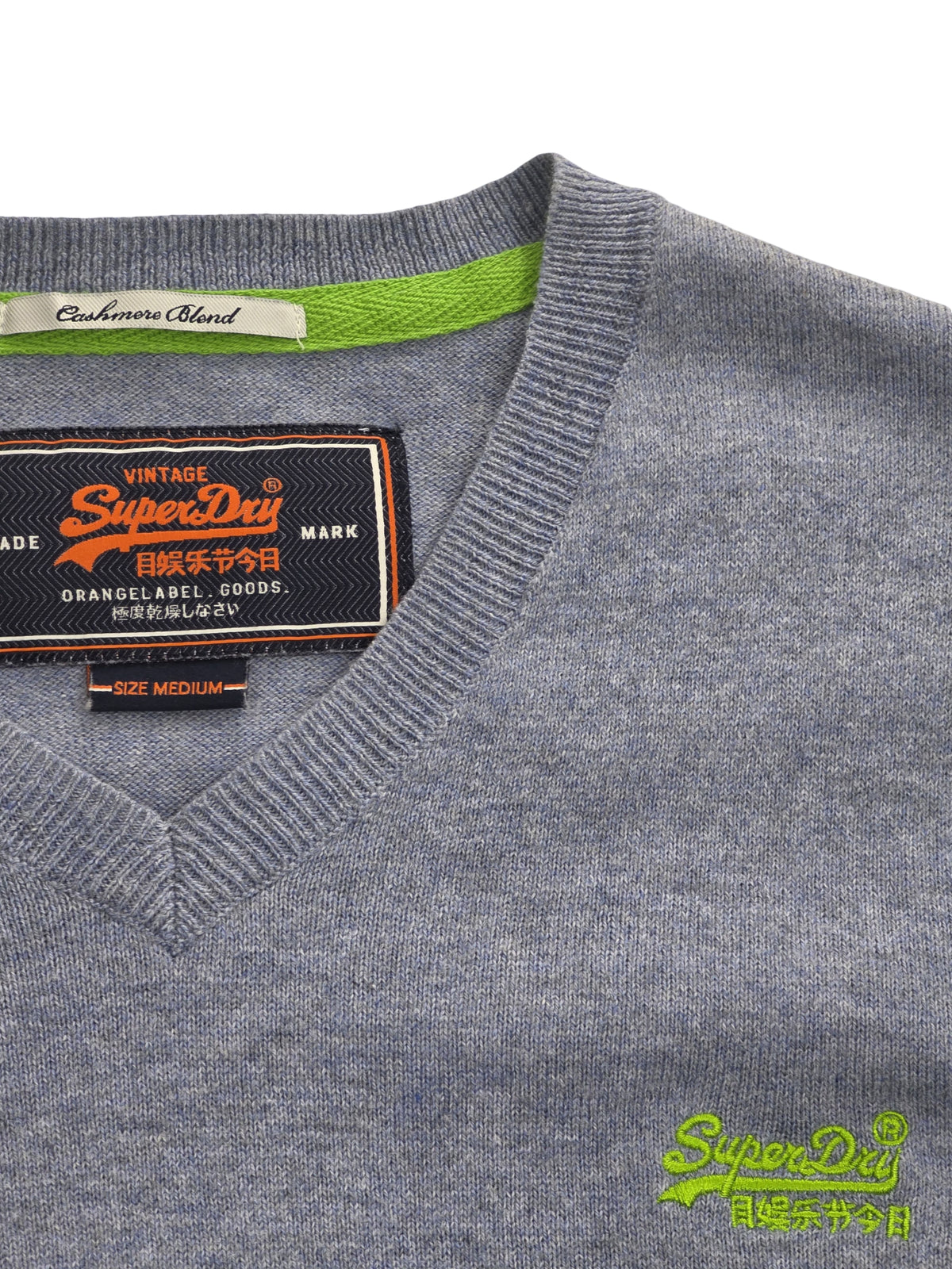 Sweter Męski Superdry Orange Label Sweter V-neck Kaszmir Bawełna Rozmiar M