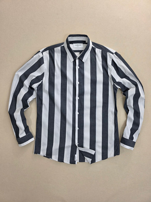Lindbergh White Men's Thick Striped Shirt | Cotton | Size M