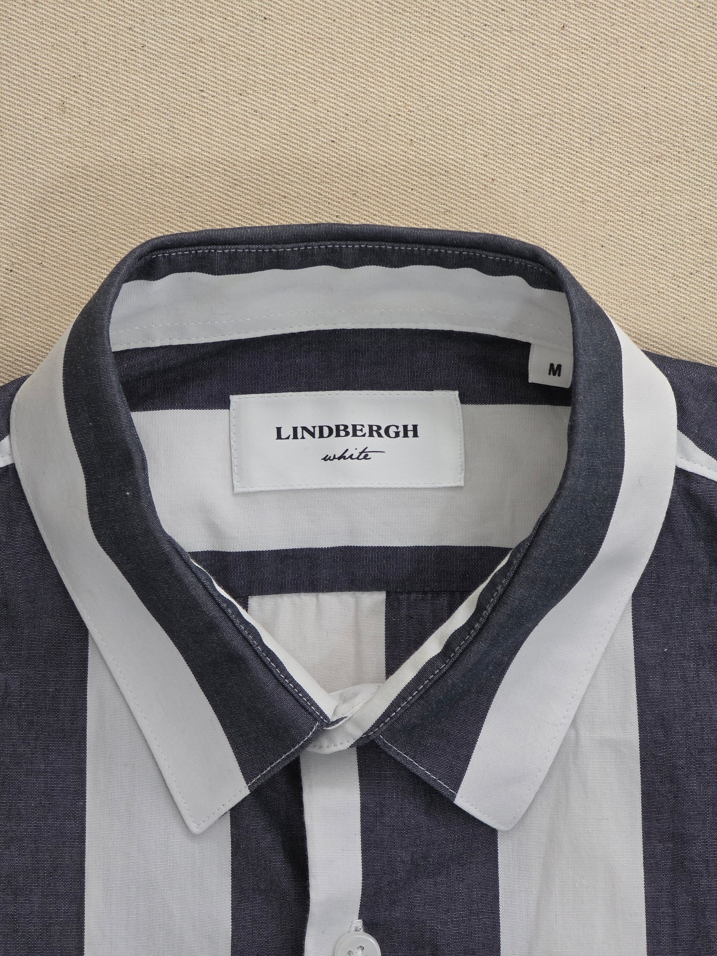 Lindbergh White Men's Thick Striped Shirt | Cotton | Size M
