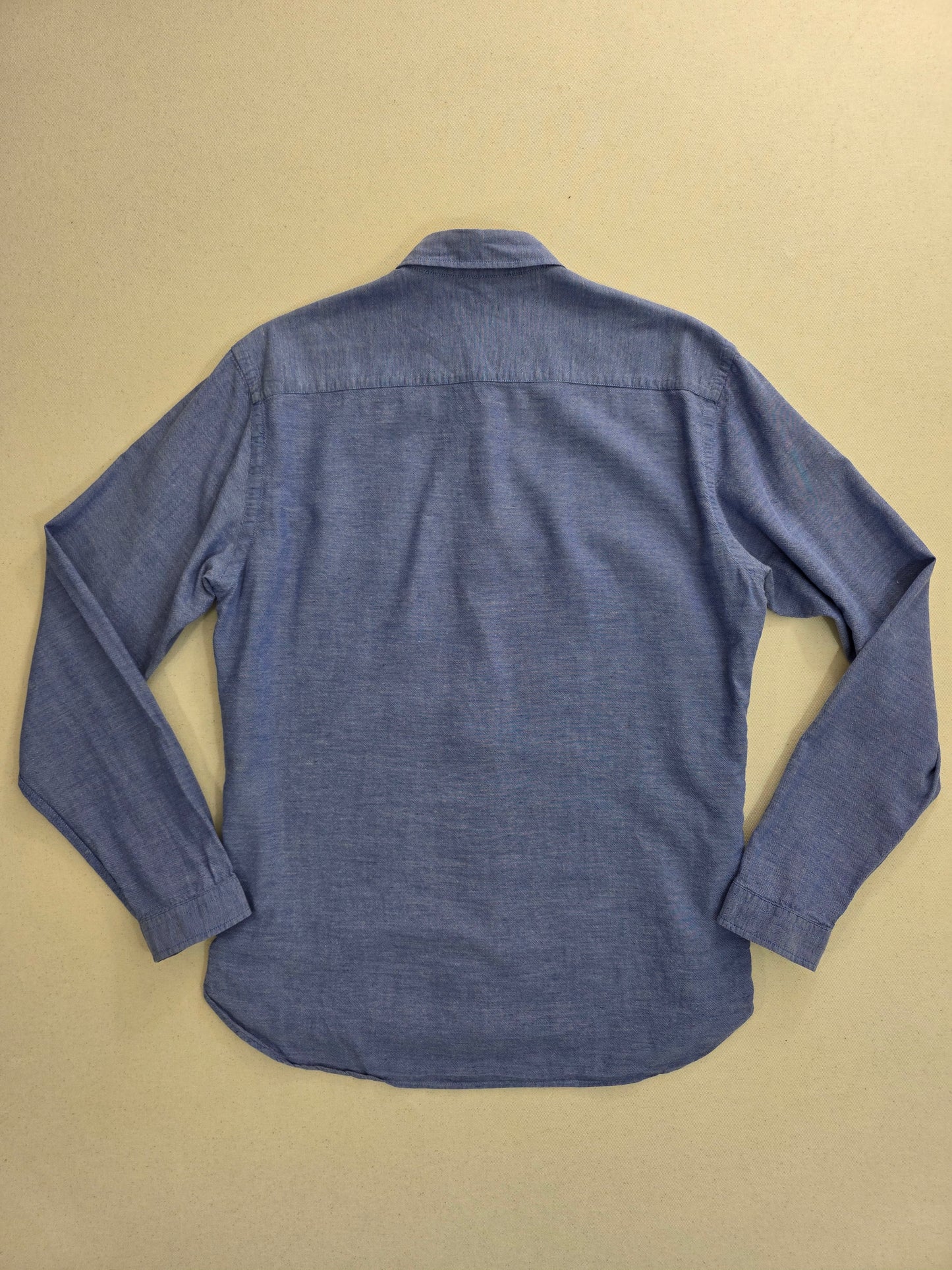 Oliver Spencer Koszula Bawełna i Len błękitna z zaokrąglonym kołnierzykiem (club collar) | Rozm. 16 (M/L)