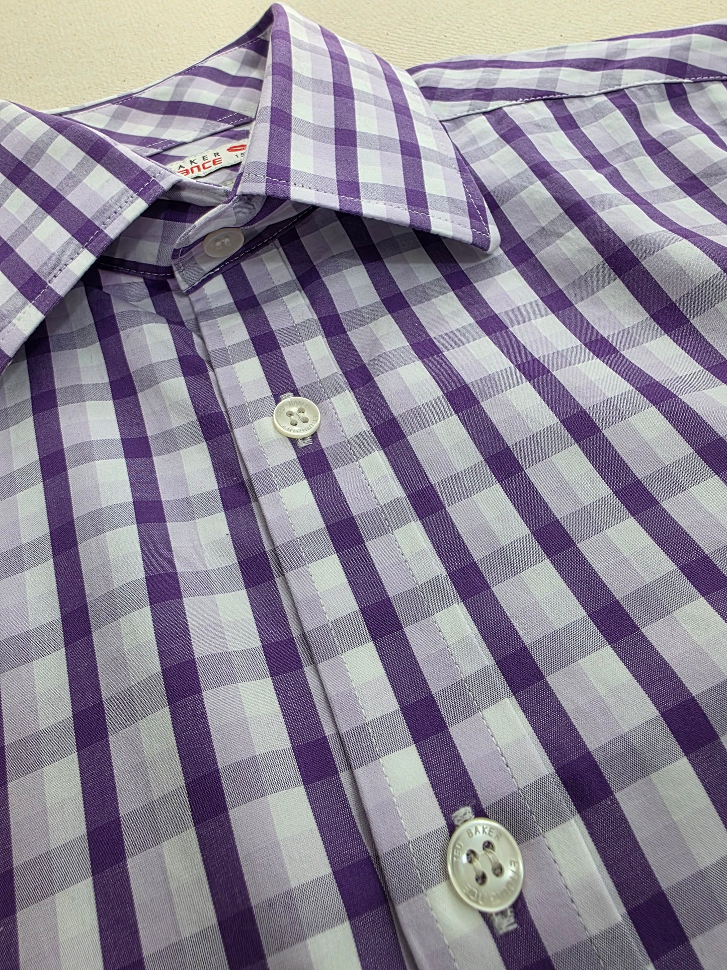 Koszula Męska Ted Baker Endurance Superfine Cotton – Fioletowa Kratka | Rozm. 15 (S/M)