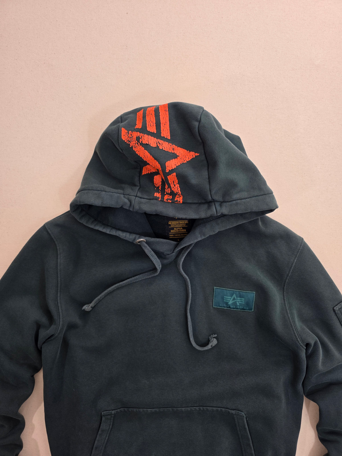 Alpha Industries Bluza z Kapturem Hoodie Pomarańczowe Akcenty Rozmiar L
