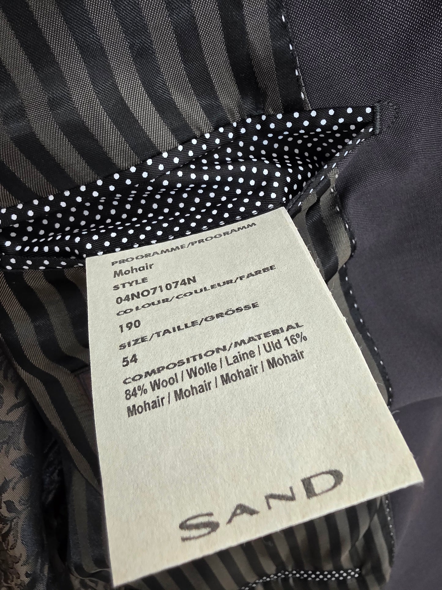 Sand Copenhagen klasyczna marynarka Vitale Barberis Canonico 84% wełna 16% moher rozm.54