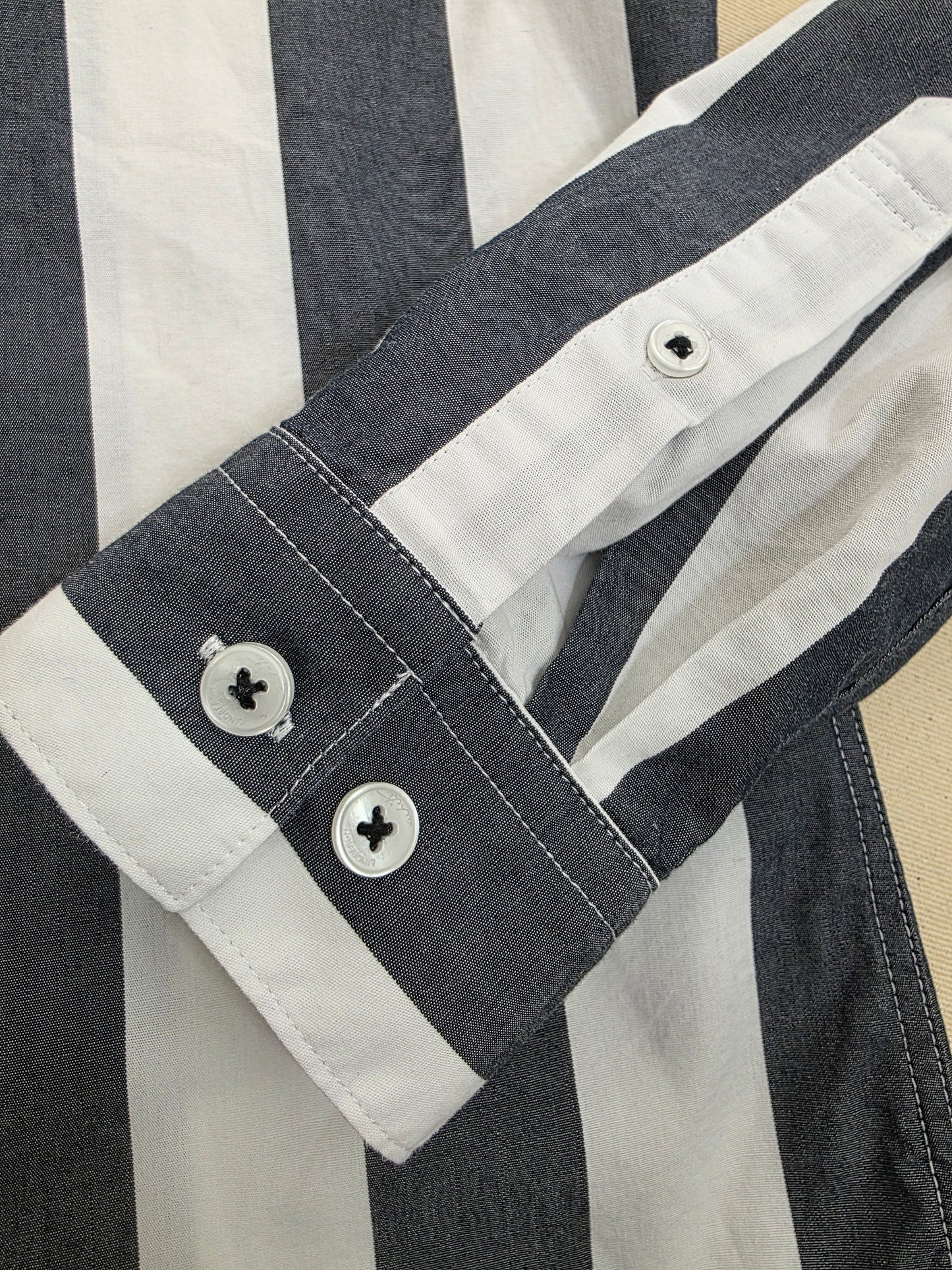 Lindbergh White Men's Thick Striped Shirt | Cotton | Size M