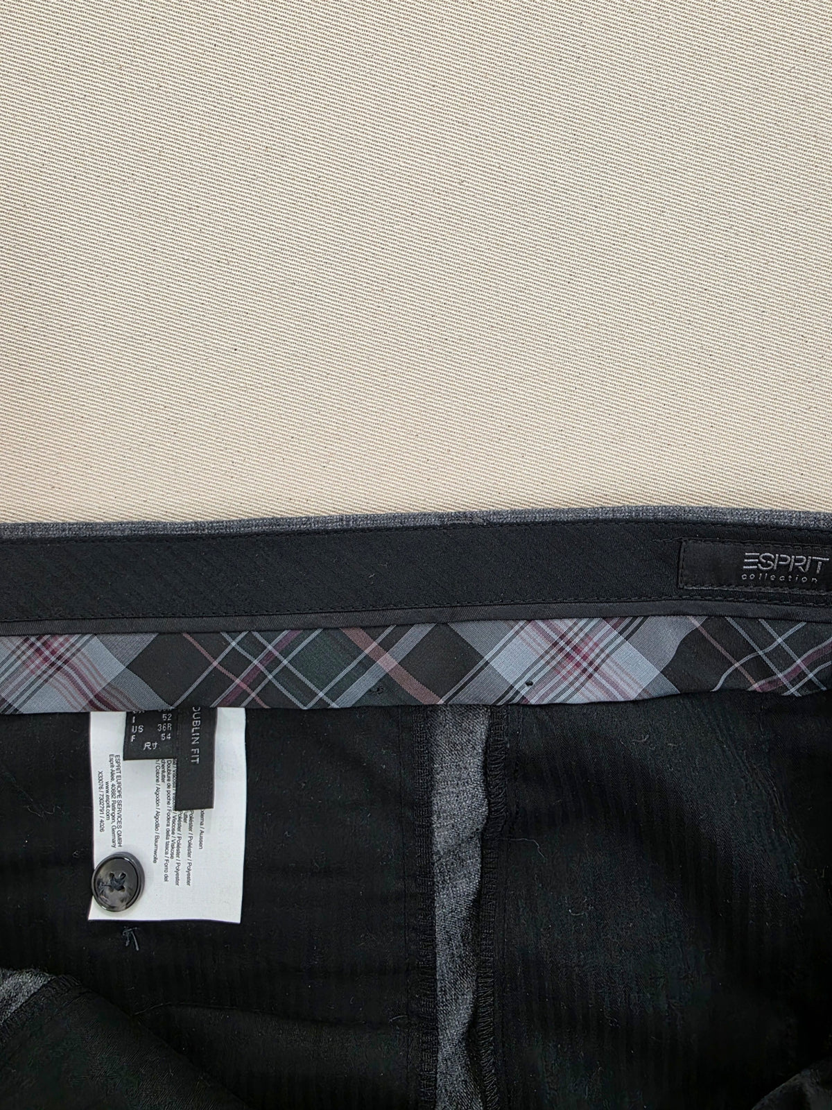 Spodnie garniturowe Esprit szare z wełną roz. 52 / 36R (92) – detal 4 | vntg.studio™