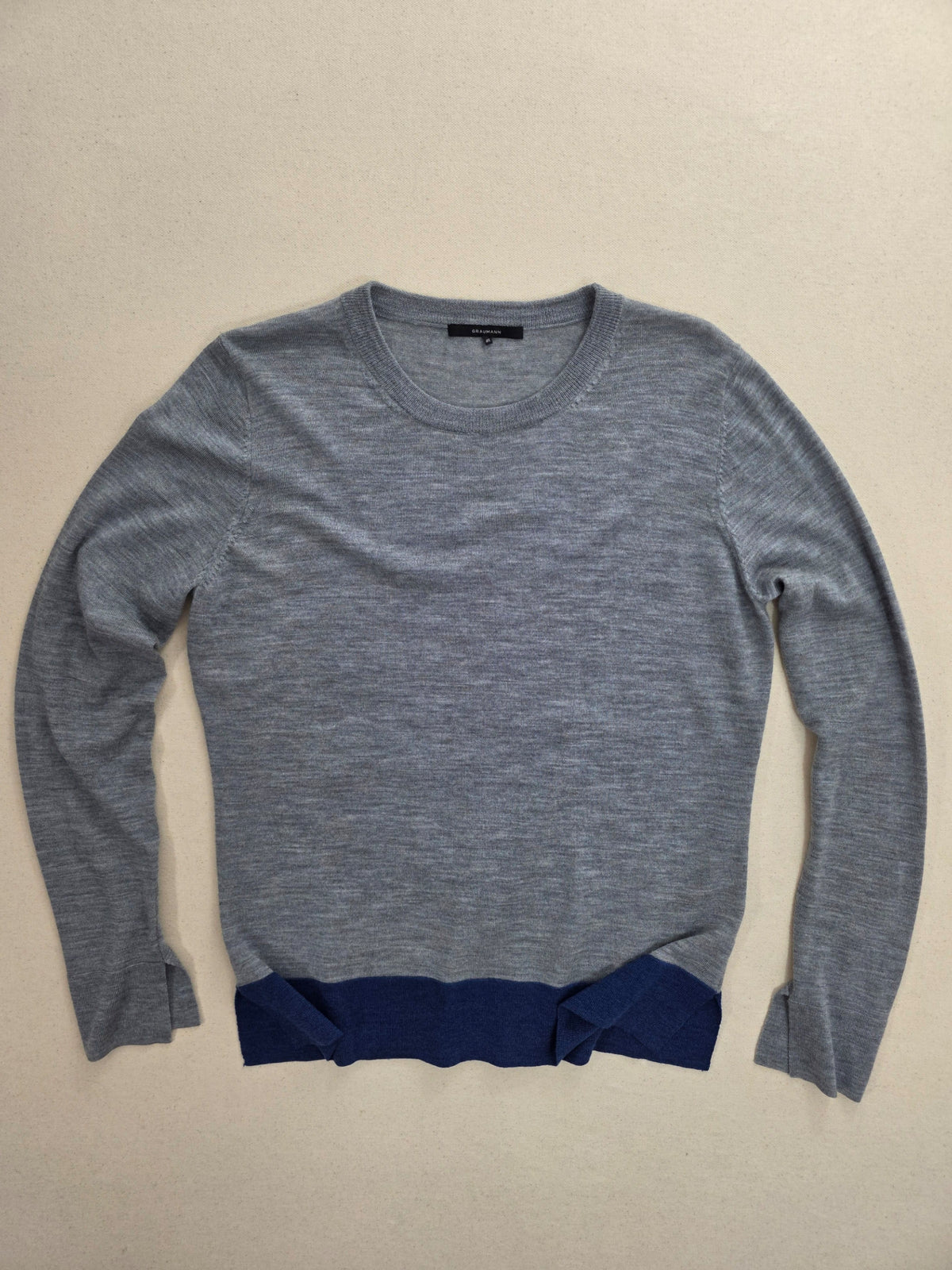 Sweter damski Graumann z wełny merynosa szary melanż roz. XL – widok tyłu | vntg.studio™