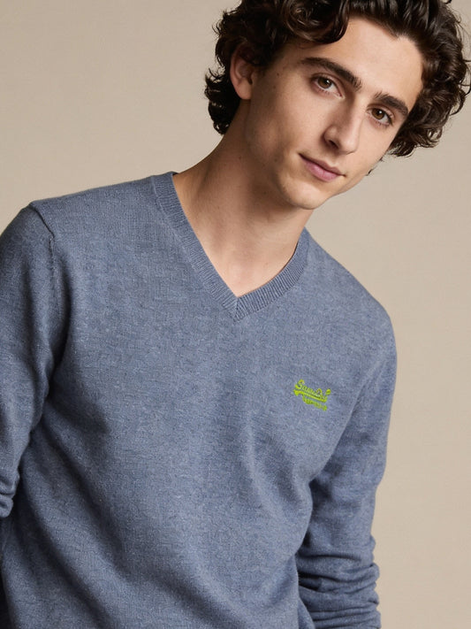 Sweter Męski Superdry Orange Label Sweter V-neck Kaszmir Bawełna Rozmiar M – widok frontu | vntg.studio™