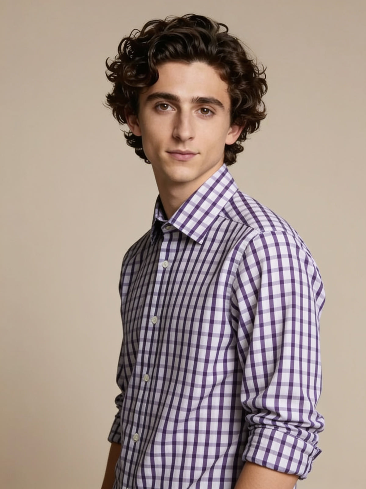 Ted Baker Koszula Męska Fioletowa Kratka | Slim Fit | Rozm. S/M – widok frontu | vntg.studio™